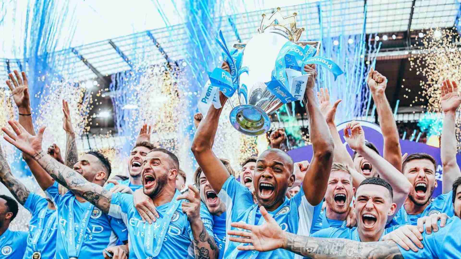 Manchester City celebrate their 2022 Premier League title, Credit: Twitter/@ManCity