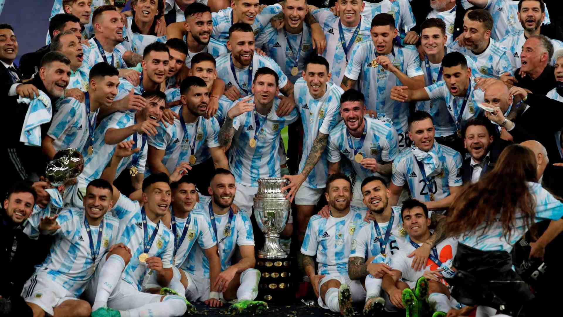 Argentina celebrate their 2021 Copa America title, Credit: Twitter/@Argentina