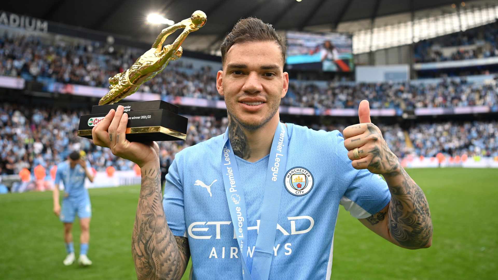 Ederson in a file photo; Credit: Twitter@ChampionsLeague