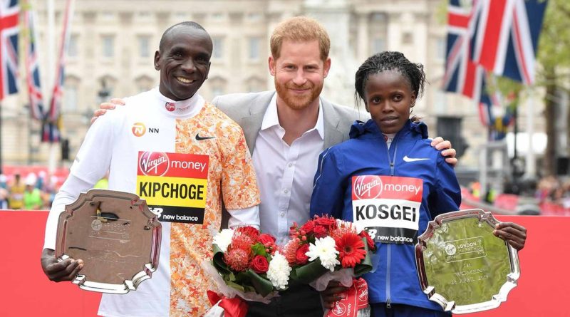 Eliud Kipchoge and Brigid Kosgei after winning the London Marathon (Image Credits - Twitter)