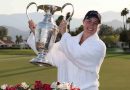 Jennifer Kupcho of the United States with The Dinah Shore Trophy after winning The Chevron Championship (Image Credits - LPGA)