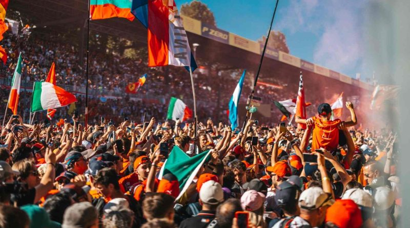 Ferrai fans, also known as the tifosi, celebrate at Monza. (Image: Twitter/McLaren)