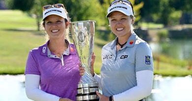 Brooke Henderson (right) with the the Amundi Evian Championship 2022 trophy (Image Credits - Instagram/ @brookehendersongolf)
