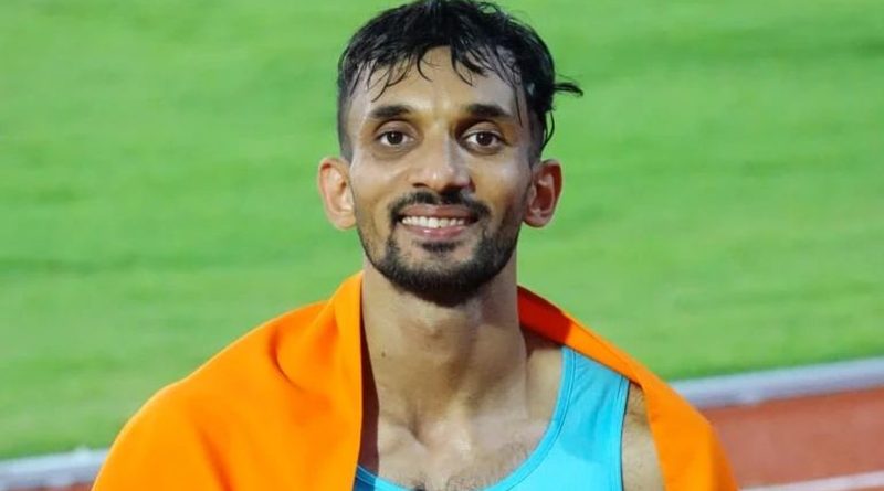 Abdulla Aboobacker after winning the gold medal at the Asian Athletics Championships 2023 (Image Credits - Instagram/ @abdullaaboobacker04)
