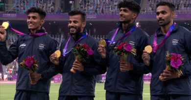 Photo of Indian Gold Medalist 4*400m relay team; Credit: Twitter@India_AllSports