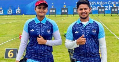 Jyothi and Ojas won gold at the mixed team compound event (image credits- twitter@india_archery)