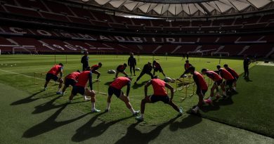 Atletico Madrid in a practice session; Credit: Twitter@Atleti
