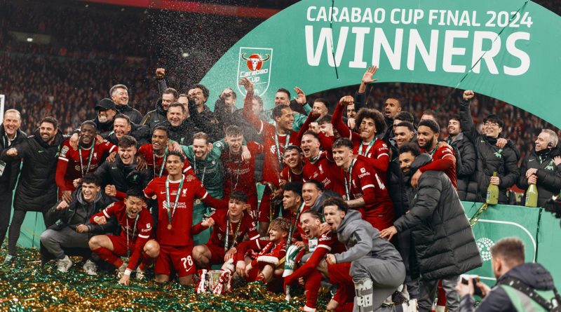 Liverpool FC with the Carabao Cup; Credit: Twitter@LFC